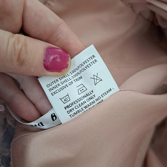 Pink Mesh Embroidered Ruffle Layered Chiffon Short Sleeve Prom Formal Dress Sz 6 - Picture 5 of 7